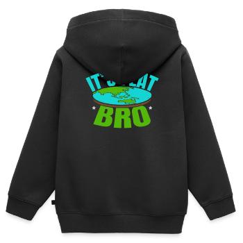 It's Flat Bro Flat Earth Society Flat Earther - Kids Premium Organic Zip-up Hoodie - black - Back - AI Model Kid Male (0cm)