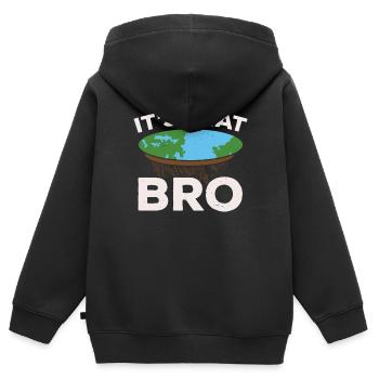 It's Flat Bro Flat Earth Society Flat Earther - Kids Premium Organic Zip-up Hoodie - black - Back - AI Model Kid Male (0cm)