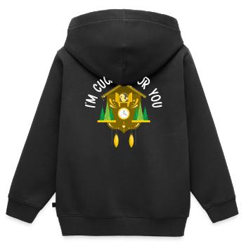 Je suis Coucou pour toi Saint-Valentin Jour des cœurs Oiseau - Sweat Premium à capuche zippé enfant bio - noir - Dos - AI Model Kid Male (0cm)