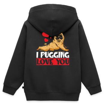 I Pugging Love You Valentines Day Carlin Owner - Sweat Premium à capuche zippé enfant bio - noir - Dos - AI Model Kid Male (0cm)
