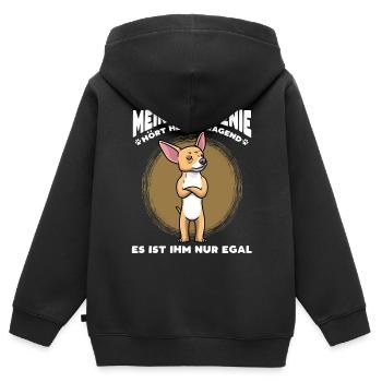 Mein Chiweenie Hört Hervorragend Hund - Kinder Premium Organic Zip Hoodie - Schwarz - Hinten - AI Model Kid Male (0cm)