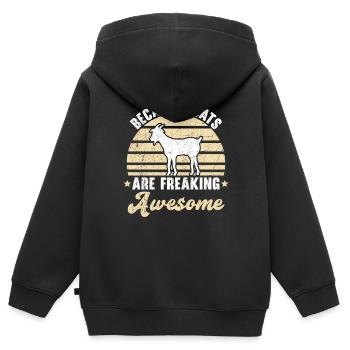 Weil Ziegen verdammt tolle Nutztiere sind - Kinder Premium Organic Zip Hoodie - Schwarz - Hinten - AI Model Kid Male (0cm)