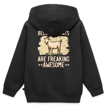Weil Ziegen verdammt tolle Nutztiere sind - Kinder Premium Organic Zip Hoodie - Schwarz - Hinten - AI Model Kid Male (0cm)