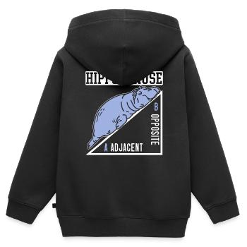 Hippotenuse Benachbartes Hippopotamus-Liebhaber-Flusspferd - Kinder Premium Organic Zip Hoodie - Schwarz - Hinten - AI Model Kid Male (0cm)
