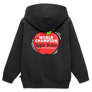 Weltmeister Apfelpflücker Apfelfruchtliebhaber - Kinder Premium Organic Zip Hoodie - Schwarz - Hinten - AI Model Kid Male (0cm)