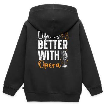La vie est meilleure avec le théâtre d’opéra Chanteur d’opéra - Sweat Premium à capuche zippé enfant bio - noir - Dos - AI Model Kid Male (0cm)