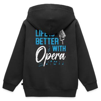 La vie est meilleure avec l’opéra théâtre chanteur d’opéra - Sweat Premium à capuche zippé enfant bio - noir - Dos - AI Model Kid Male (0cm)