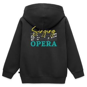 Chant Opéra Musique Voix Théâtre Chanteur d’opéra - Sweat Premium à capuche zippé enfant bio - noir - Dos - AI Model Kid Male (0cm)