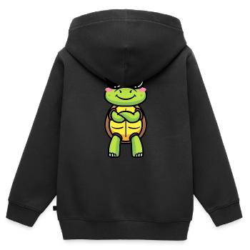 Meeresschildkröte Mit Sonnenbrille Emoticon - Kinder Premium Organic Zip Hoodie - Schwarz - Hinten - AI Model Kid Male (0cm)