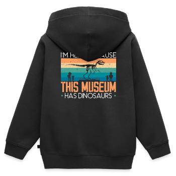Ich bin hier, weil dieses Museum Dinosaurier hat - Kinder Premium Organic Zip Hoodie - Schwarz - Hinten - AI Model Kid Male (0cm)