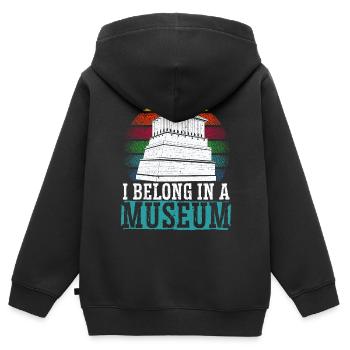 Ich gehöre in ein Museum Lover Museumskurator - Kinder Premium Organic Zip Hoodie - Schwarz - Hinten - AI Model Kid Male (0cm)
