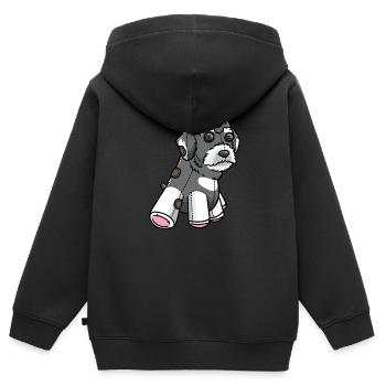 Schnoodle Hund Kuscheltier - Kinder Premium Organic Zip Hoodie - Schwarz - Hinten - AI Model Kid Male (0cm)