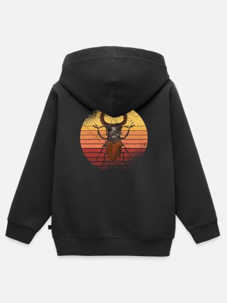 Entomologia owadów Entomolog przyszłości Retro Beetle - Bluza Premium z kapturem na zamek dziecięca bio - czarny