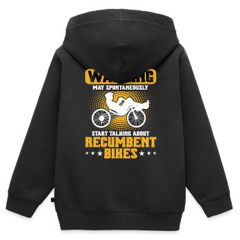 Vélo couché Cycliste couché - Sweat Premium à capuche zippé enfant bio - noir - Dos - AI Model Kid Male (0cm)