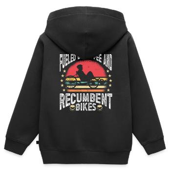 Vélo couché Cycliste couché - Sweat Premium à capuche zippé enfant bio - noir - Dos - AI Model Kid Male (0cm)