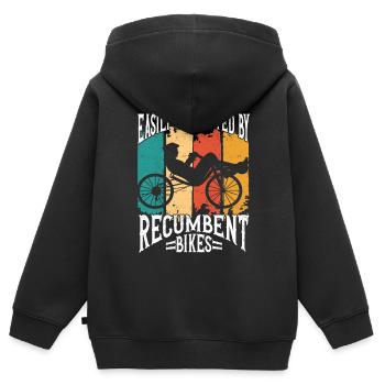 Vélo couché Cycliste couché - Sweat Premium à capuche zippé enfant bio - noir - Dos - AI Model Kid Male (0cm)