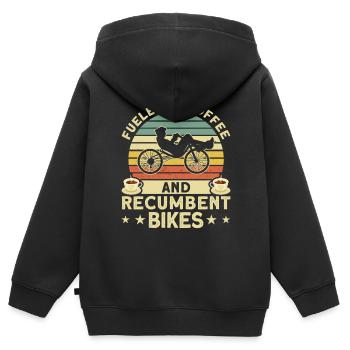 Vélo couché Cycliste couché - Sweat Premium à capuche zippé enfant bio - noir - Dos - AI Model Kid Male (0cm)