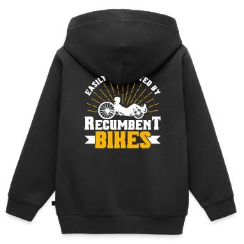 Vélo couché Cycliste couché - Sweat Premium à capuche zippé enfant bio - noir - Dos - AI Model Kid Male (0cm)