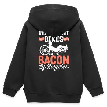 Vélo couché Cycliste couché - Sweat Premium à capuche zippé enfant bio - noir - Dos - AI Model Kid Male (0cm)