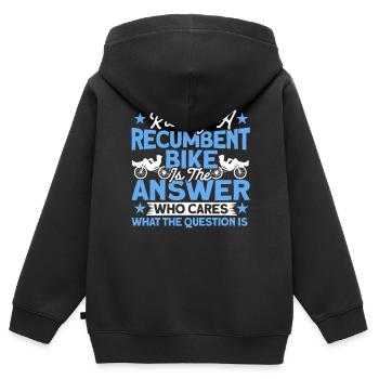 Vélo couché Cycliste couché - Sweat Premium à capuche zippé enfant bio - noir - Dos - AI Model Kid Male (0cm)