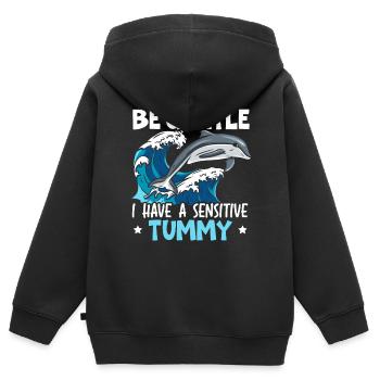 Delfinliebhaber Meeresbiologie Unterwassertier - Kinder Premium Organic Zip Hoodie - Schwarz - Hinten - AI Model Kid Male (0cm)