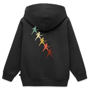 Fechtsport Vintage Fechter Fechten - Kinder Premium Organic Zip Hoodie - Schwarz - Hinten - AI Model Kid Male (0cm)