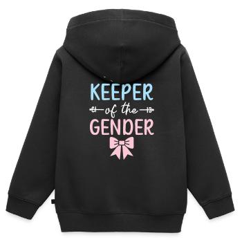 Keeper Of The Gender Schwangerschaft Gender Reveal - Kinder Premium Organic Zip Hoodie - Schwarz - Hinten - AI Model Kid Male (0cm)