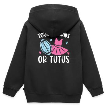 Touchdowns ou Tutus Grossesse Sexe Révéler - Sweat Premium à capuche zippé enfant bio - noir - Dos - AI Model Kid Male (0cm)