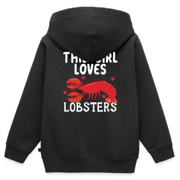 Cette fille aime les homards mangeurs d’écrevisses fruits de mer - Sweat Premium à capuche zippé enfant bio - noir - Dos - AI Model Kid Male (0cm)