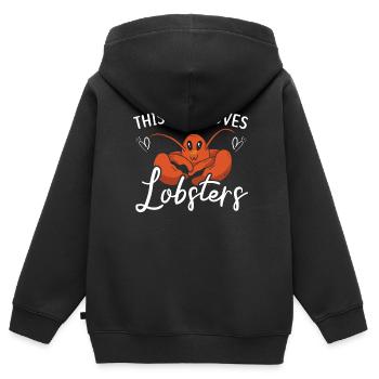 Cette fille aime les homards mangeurs d’écrevisses fruits de mer - Sweat Premium à capuche zippé enfant bio - noir - Dos - AI Model Kid Male (0cm)