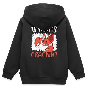 Qu’est-ce que Crackin Crawfish Eater Seafood Lobster - Sweat Premium à capuche zippé enfant bio - noir - Dos - AI Model Kid Male (0cm)