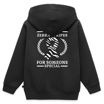 Ich trage Zebrastreifen Karzinoidkrebs Bewusstsein - Kinder Premium Organic Zip Hoodie - Schwarz - Hinten - AI Model Kid Male (0cm)