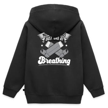 Nicht ansteckend, nur schlecht beim Atmen von Asthma - Kinder Premium Organic Zip Hoodie - Schwarz - Hinten - AI Model Kid Male (0cm)