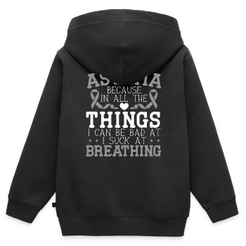 Asthma Bewusstsein Atmung Keuchen Asthma Krieger - Kinder Premium Organic Zip Hoodie - Schwarz - Hinten - AI Model Kid Male (0cm)