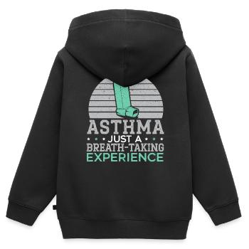 Asthma nur ein atemberaubendes Erlebnis Atmen - Kinder Premium Organic Zip Hoodie - Schwarz - Hinten - AI Model Kid Male (0cm)