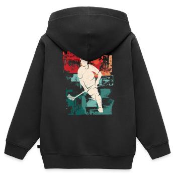 Joueur de floorball Vintage Floorballer Floorball - Sweat Premium à capuche zippé enfant bio - noir - Dos - AI Model Kid Male (0cm)