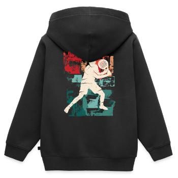 Padel Spieler Vintage Paddleball Padel Tennis - Kinder Premium Organic Zip Hoodie - Schwarz - Hinten - AI Model Kid Male (0cm)