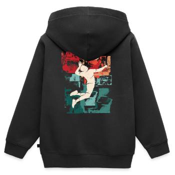 Volleyball Spieler Volleyballspieler Volleyballer - Kinder Premium Organic Zip Hoodie - Schwarz - Hinten - AI Model Kid Male (0cm)