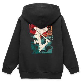 Cascade Scooter Tricks Vintage Kick Scooter - Sweat Premium à capuche zippé enfant bio - noir - Dos - AI Model Kid Male (0cm)