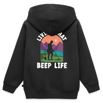 Living That Beep Life Detectorist Treasure Hunting - Kids Premium Organic Zip-up Hoodie - black - Back - AI Model Kid Male (0cm)