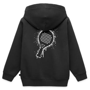Padel Tennis Padel Raquette Padel Tennis Padel - Sweat Premium à capuche zippé enfant bio - noir - Dos - AI Model Kid Male (0cm)
