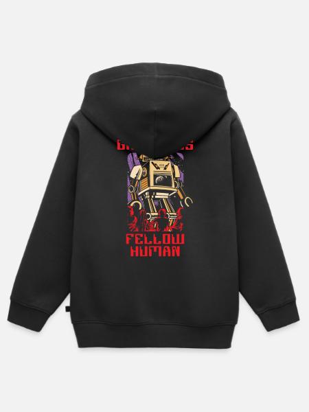 Grüße Fellow Human Artificial Intelligence - Kinder Premium Organic Zip Hoodie - Schwarz