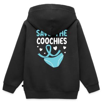 Save The Coochies Mois de la sensibilisation au cancer du col de l’utérus - Sweat Premium à capuche zippé enfant bio - noir - Dos - AI Model Kid Male (0cm)