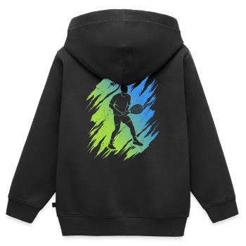 Tennis Entraîneur de tennis Enfants Garçons Joueur de tennis - Sweat Premium à capuche zippé enfant bio - noir - Dos - AI Model Kid Male (0cm)