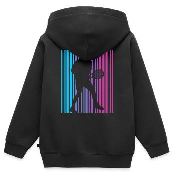 Joueur de tennis Club de tennis Joueur de tennis vintage - Sweat Premium à capuche zippé enfant bio - noir - Dos - AI Model Kid Male (0cm)
