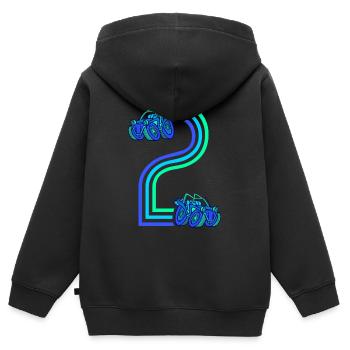 2. Geburtstag Rennauto 2 Jahre alt Rennwagen - Kinder Premium Organic Zip Hoodie - Schwarz - Hinten - AI Model Kid Male (0cm)