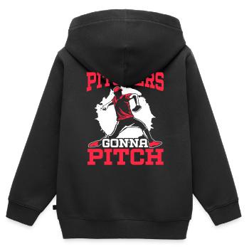 Pitcher gehen zum Pitch Baseballspieler Baseball-Fan - Kinder Premium Organic Zip Hoodie - Schwarz - Hinten - AI Model Kid Male (0cm)