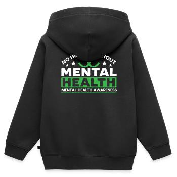 Keine Gesundheit ohne psychische Gesundheit Suizidbewusstsein - Kinder Premium Organic Zip Hoodie - Schwarz - Hinten - AI Model Kid Male (0cm)