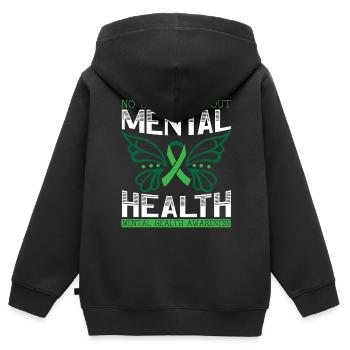 Keine Gesundheit ohne psychische Gesundheit Suizidbewusstsein - Kinder Premium Organic Zip Hoodie - Schwarz - Hinten - AI Model Kid Male (0cm)