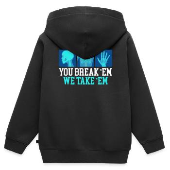 You Break Em We Take Em Radiology Radiologist - Kinder Premium Organic Zip Hoodie - Schwarz - Hinten - AI Model Kid Male (0cm)
